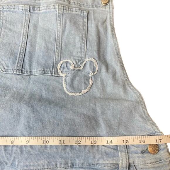 Disney Women's Mickey Mouse 28 Blue Jeans Overalls Pants Bib Size Small - Picture 7 of 8